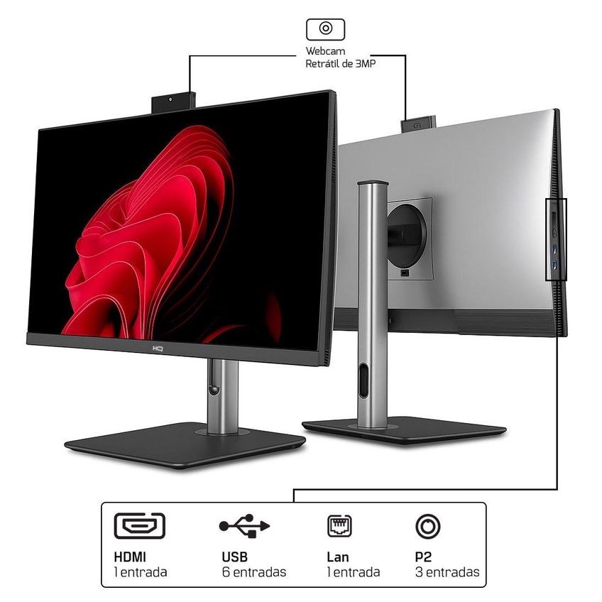 Computador All In One 24", Intel Core I5 12400 12 Geração, 16gb Ddr4, Ssd 1tb, Webcam, Wifi, Bluetooth, Hq Silver Aihqp-006 - imagem 3