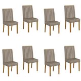 Kit 8 Cadeiras Para Sala De Jantar Pés Em Madeira Maciça Mari Bege/freijó