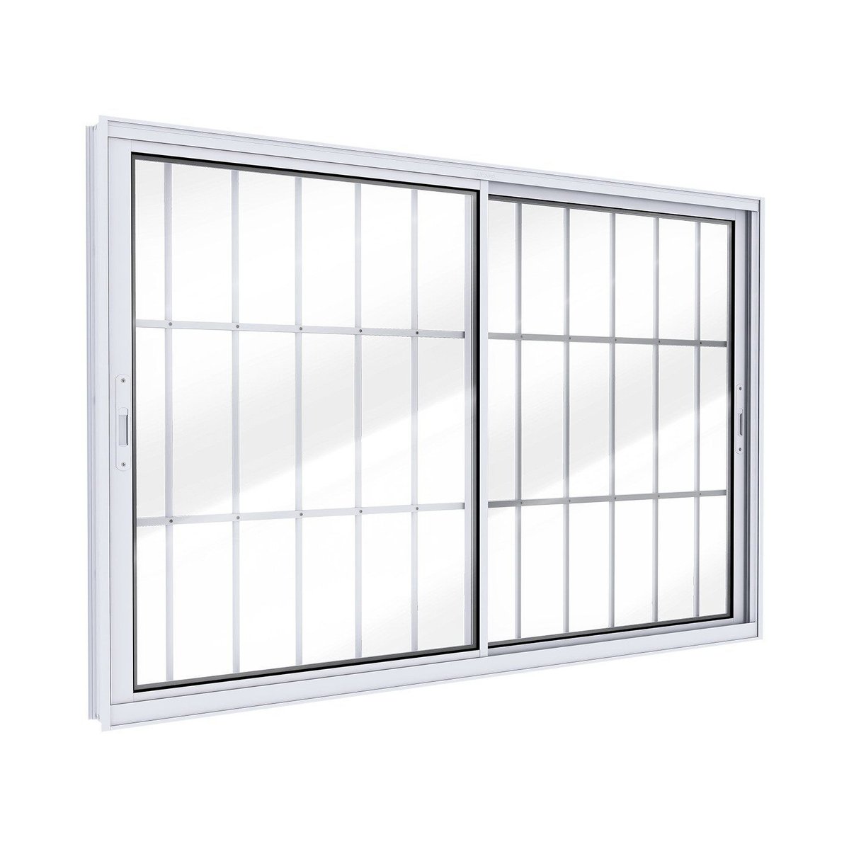 Janela De Alumínio De Correr Lateral 2 Folhas Móveis Com Grade 100x120cm Lucasa Ideale Branco