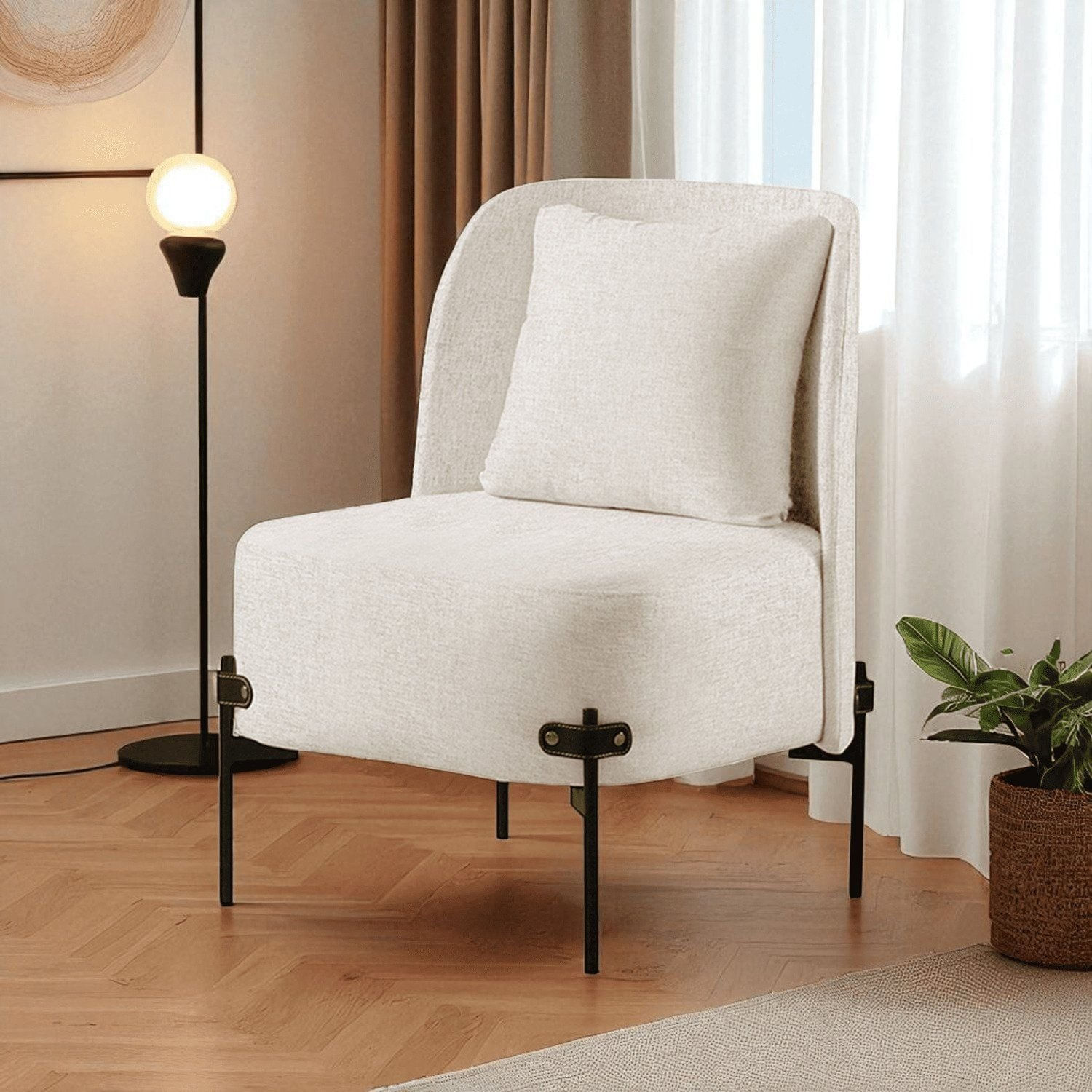 Poltrona Para Sala De Estar Madeira Maciça Aurora Luxo Bege Claro