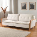 Sofá Fixo Matteo 3 Lugares Luxo 1,80m Castellar Móbile Veludo Bege Claro