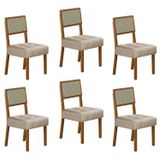 Kit 6 Cadeiras Para Sala De Jantar Pés Em Madeira Maciça Liz Bege/freijó