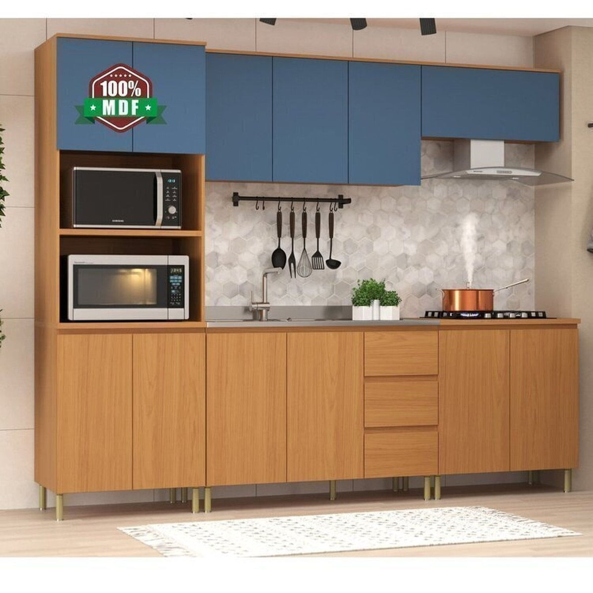 Cozinha Completa 5 Peças 12 Portas 3 Gavetas Florença Angelin/cobalto