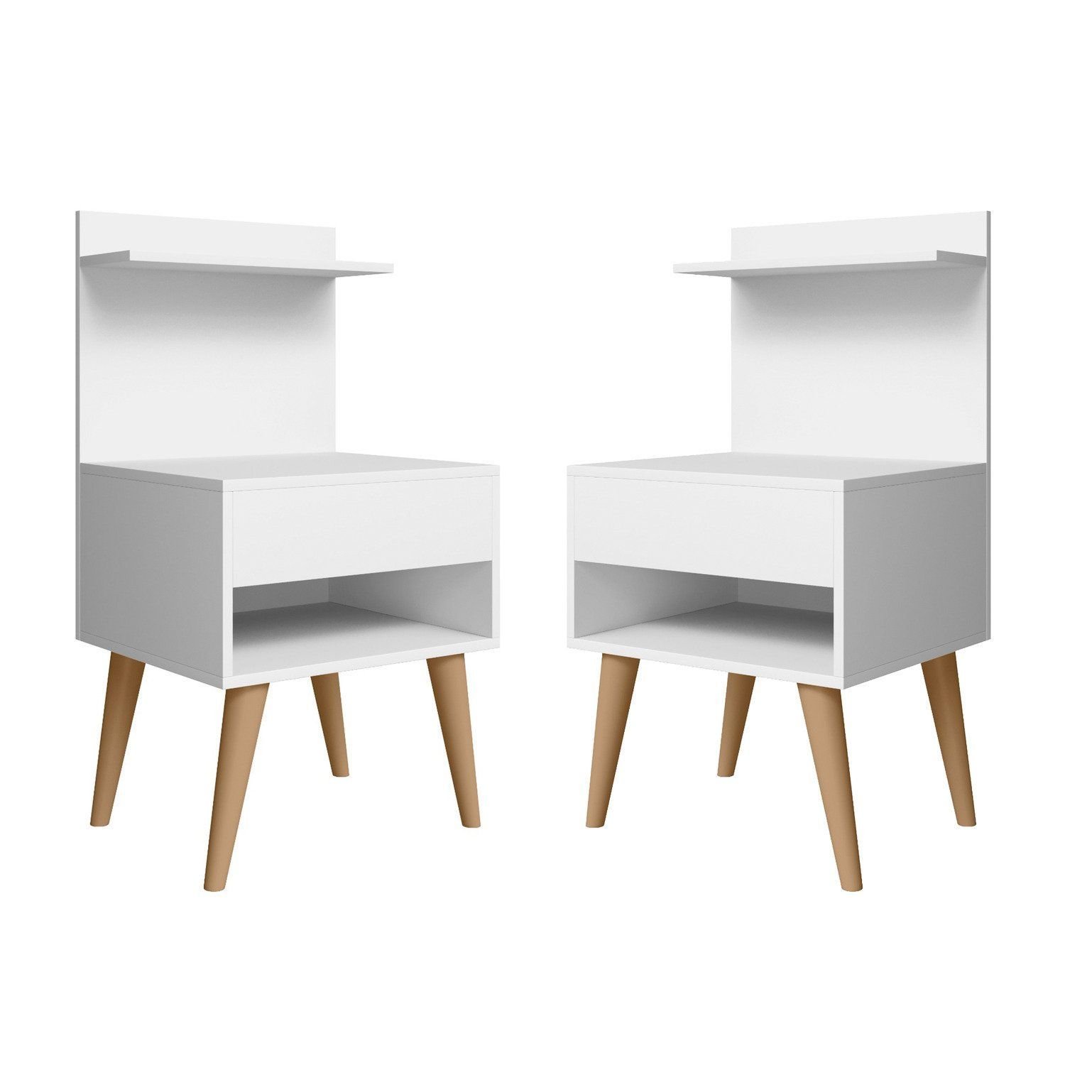 Kit Com 2 Mesas De Cabeceira Com 1 Gaveta Kosovo Branco