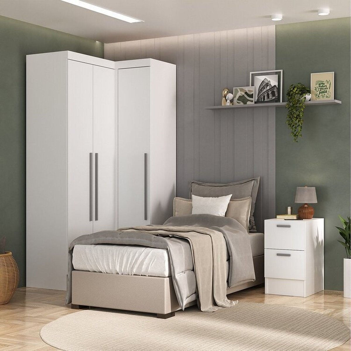 Guarda-roupa Modulado 3 Portas 4 Gavetas 3 Peças Viena Espresso Móveis Branco