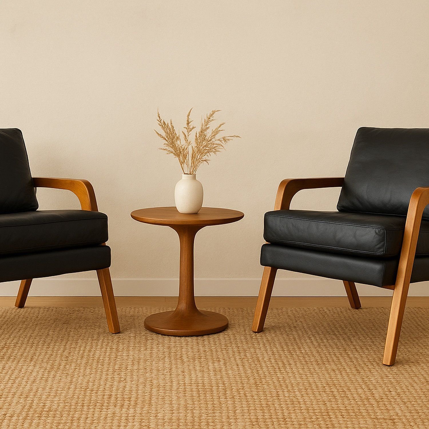 Kit 2 Poltronas Decorativa Braço De Madeira Mona Preto