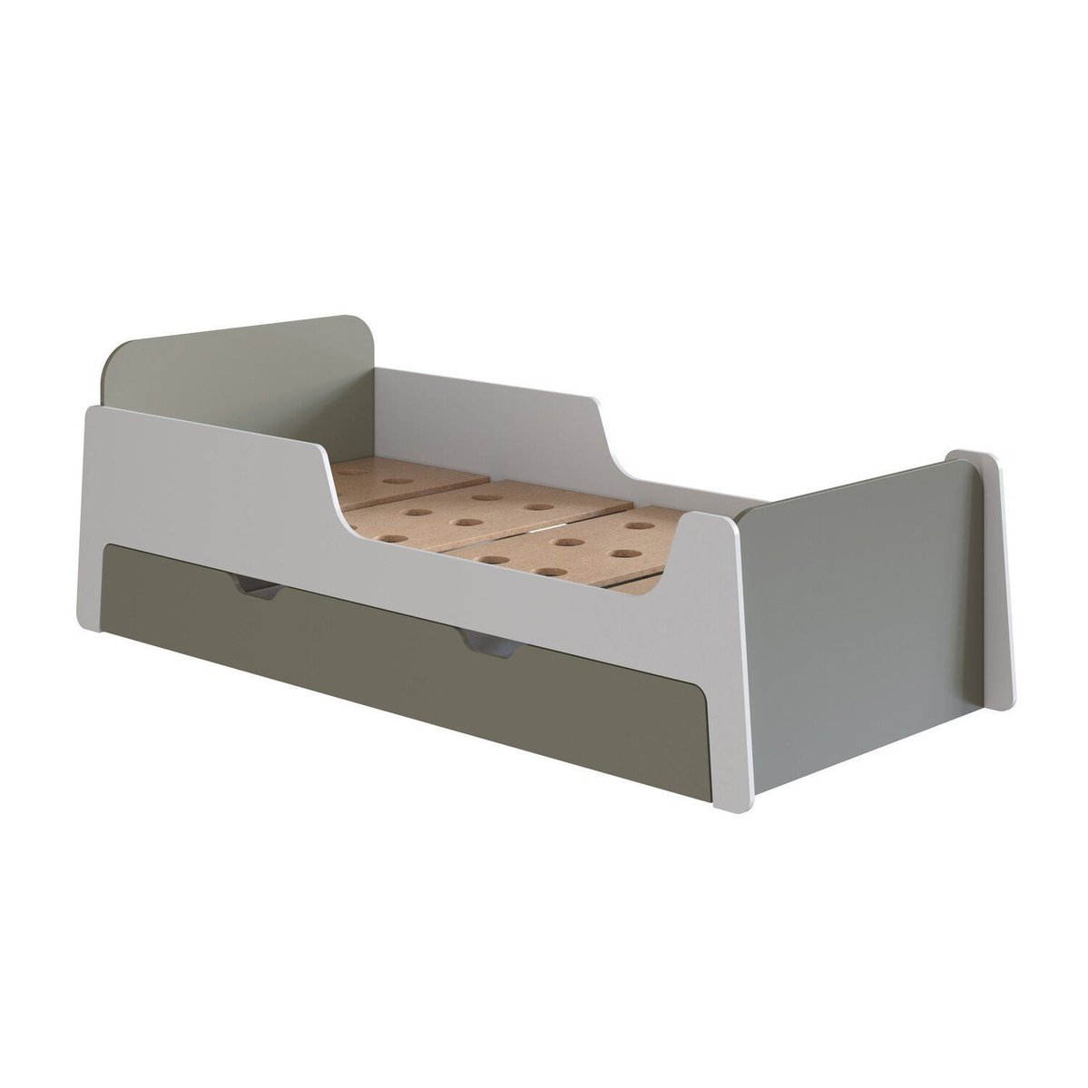 Cama De Solteiro Infantil Com Cama Auxiliar 100% Mdf Premium Com Estrado Usinado Miguel Branco/ Verti