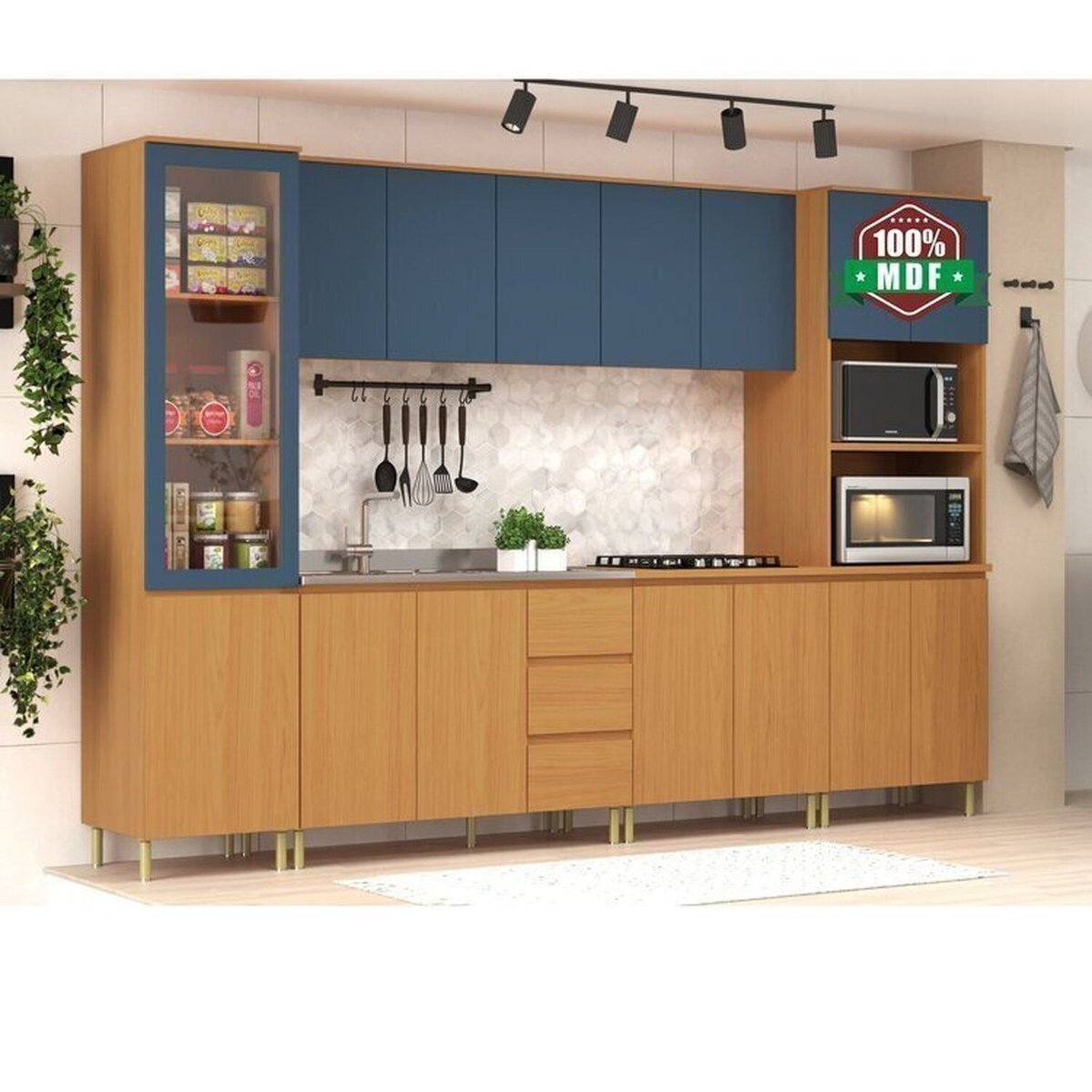 Cozinha Completa 6 Peças 15 Portas 3 Gavetas Florença Angelin/cobalto