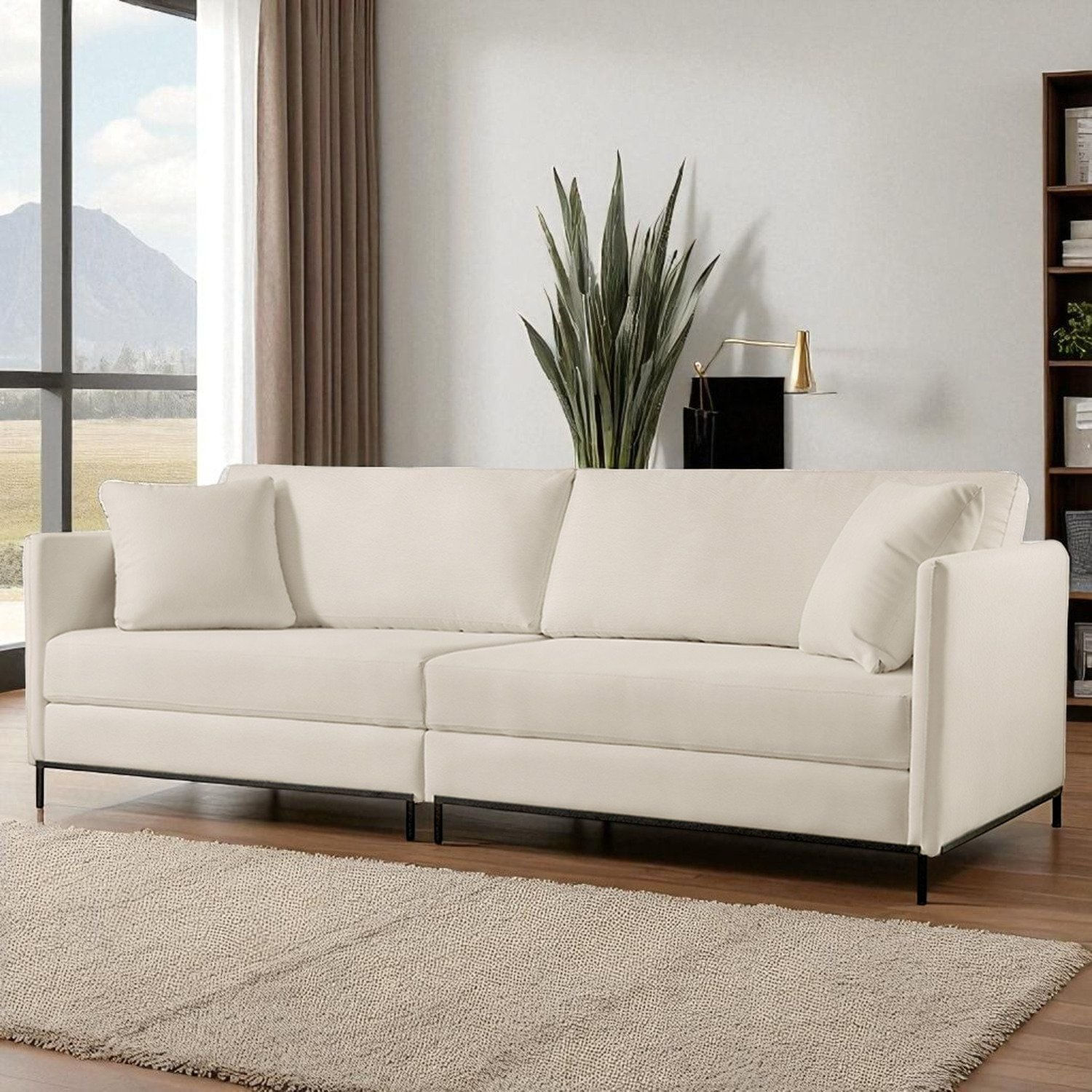 Sofá Fixo Ravi 2 Lugares Luxo 1,70m Castellar Móbile Corino Off White