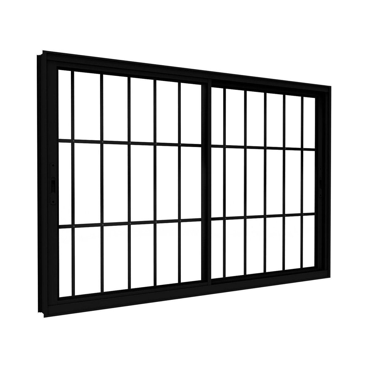 Janela De Alumínio De Correr Lateral 2 Folhas Móveis Com Grade 100x120cm Lucasa Ideale Preto