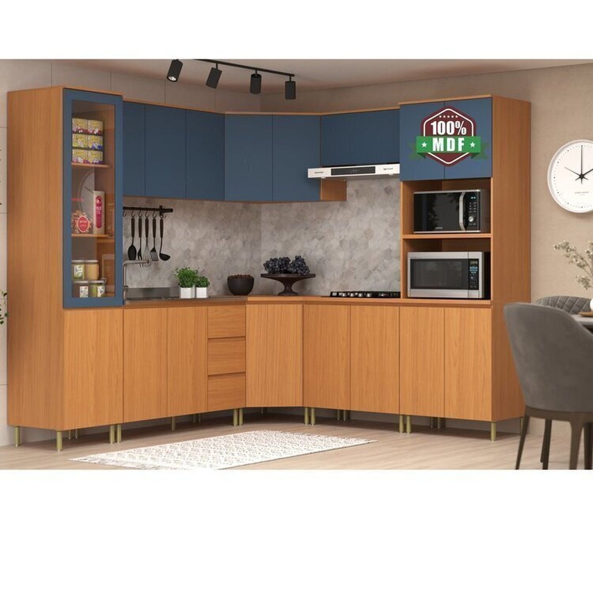 Cozinha Completa 8 Peças 17 Portas 3 Gavetas Florença Angelin/cobalto