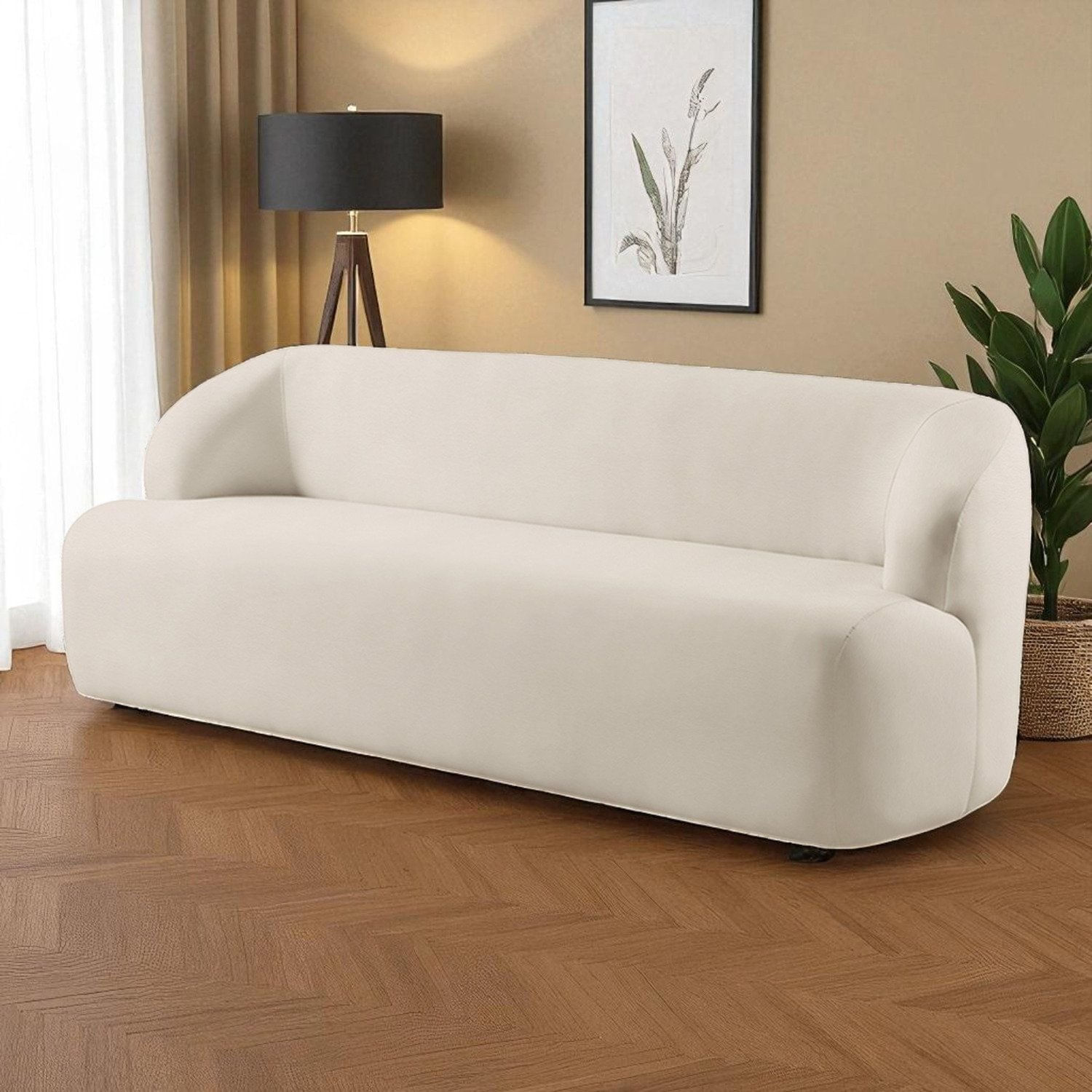 Sofá Fixo Noah 3 Lugares Luxo 2,0m Castellar Móbile Corino Off White