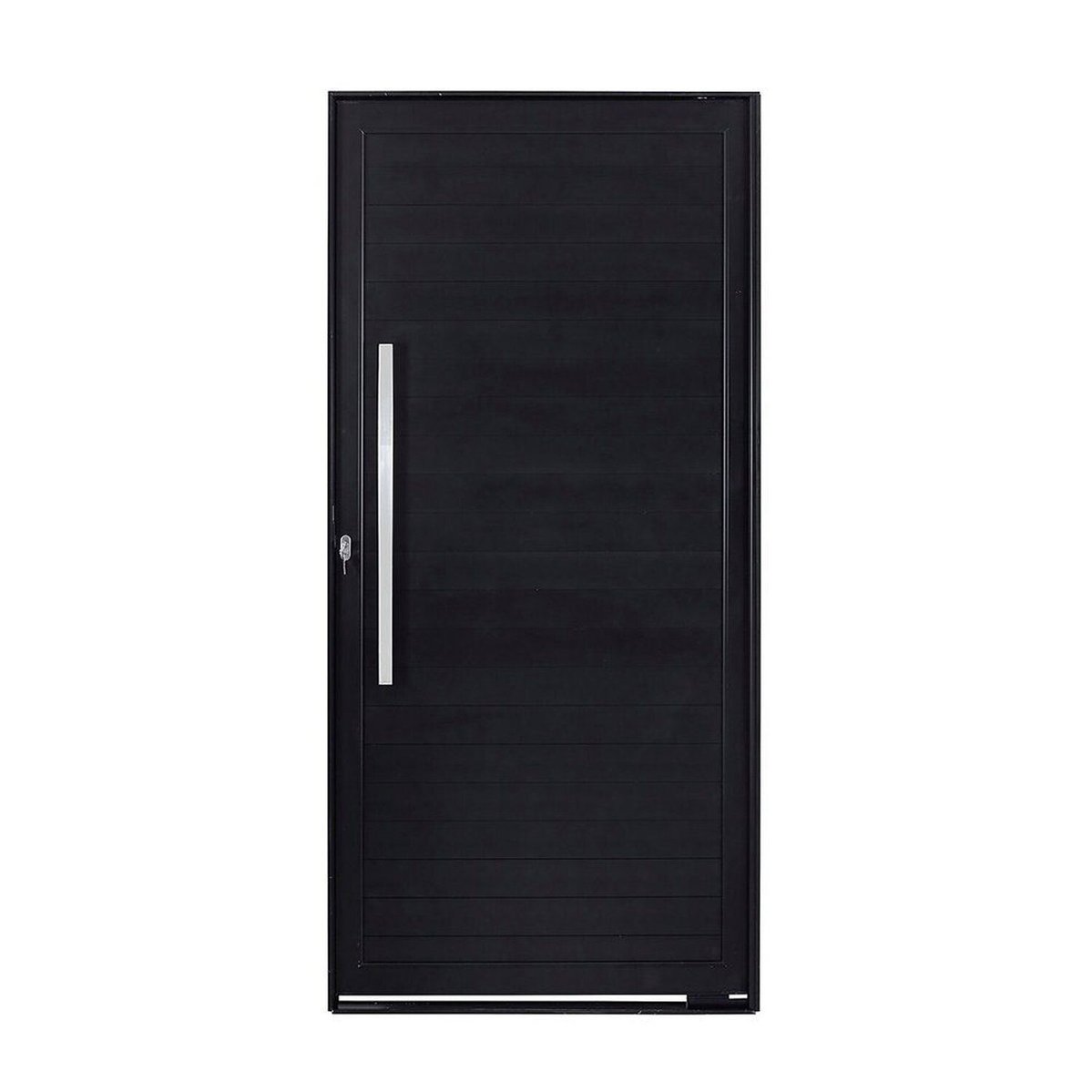 Porta Pivotante Lambri Liso E Puxador Cromado De 800 Magnum Preto