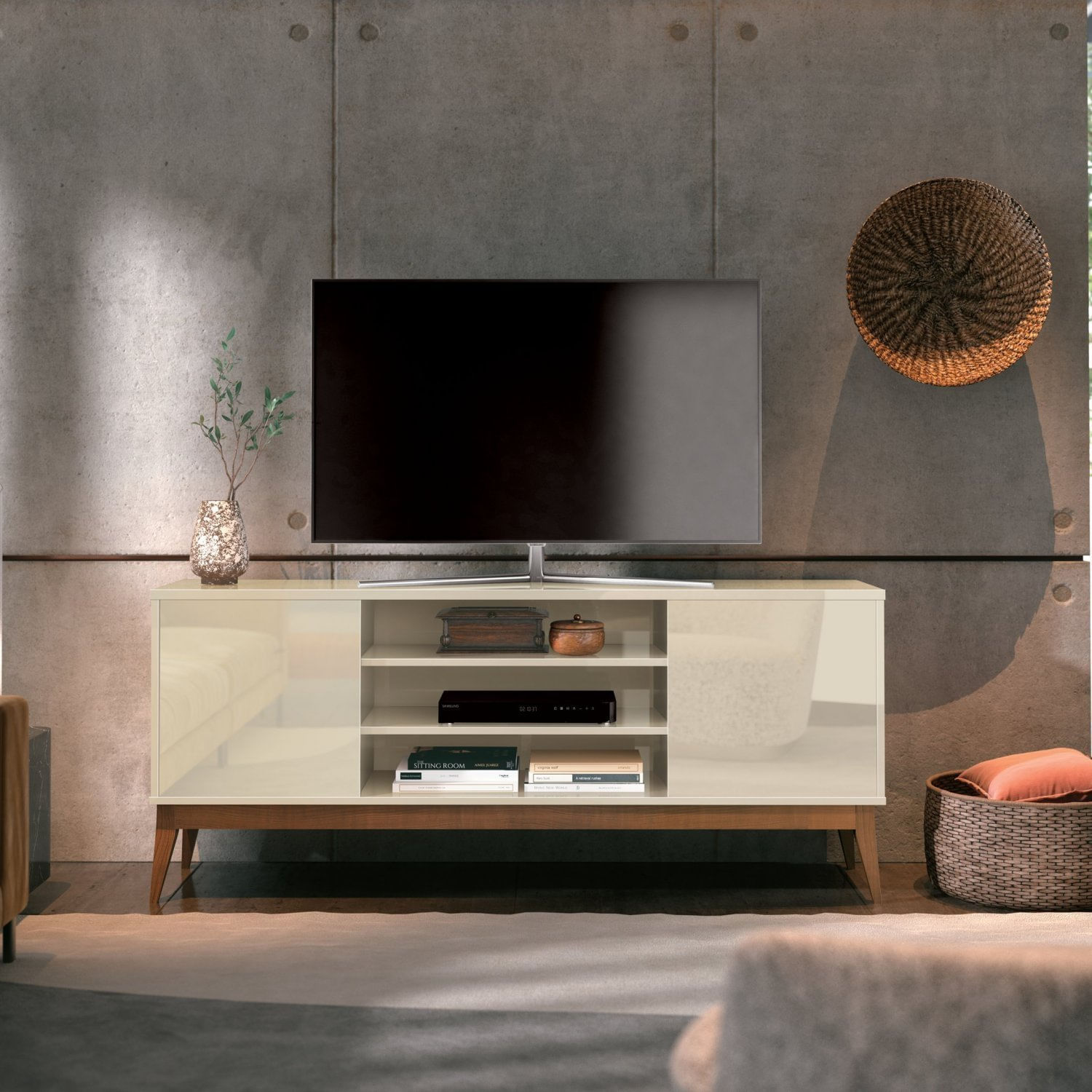 Rack Para Tv Até 65 Polegadas 2 Portas Titan Edn Móveis Off White