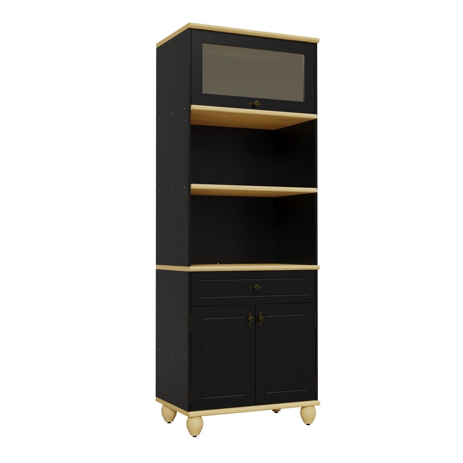 Armário Torre Quente 3 Portas E 1 Gaveta Joy Preto