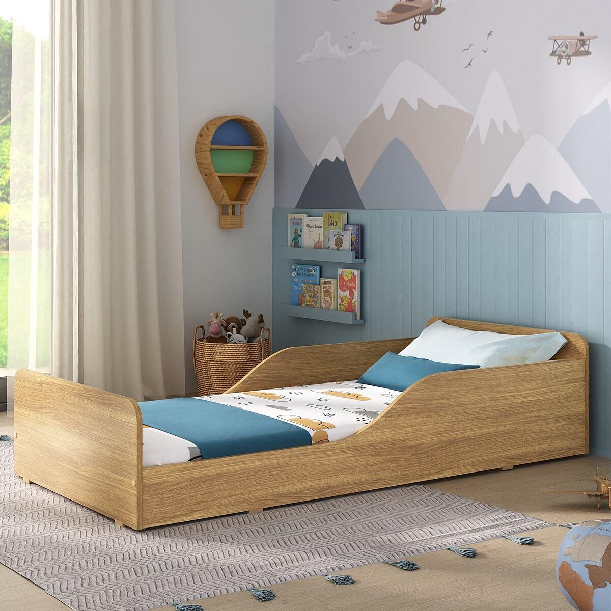 Cama Infantil Montessoriana Para Colchão 70x150cm 100% Mdf Suspiro Multimóveis Bb2379 - Madeirado