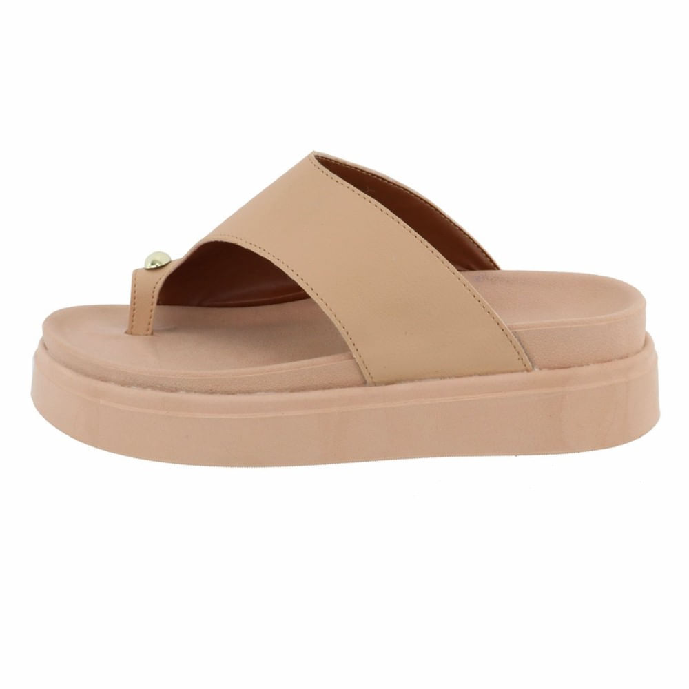Sandalia Flatform Papete Tamanco Feminino Detalhe Dedo Peça Organica Dourada Anatomica Macia
