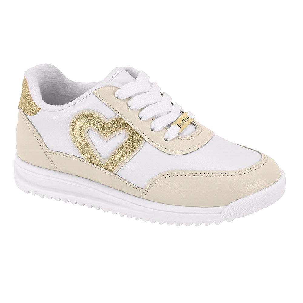 Tenis Molekinha Casual Coracao Ref 2583.107.28656 Branco/branco Off/dourado 033
