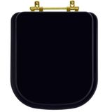 Tampa De Vaso Poliéster Axis Preto Para Bacia Deca Com Ferragem Dourada