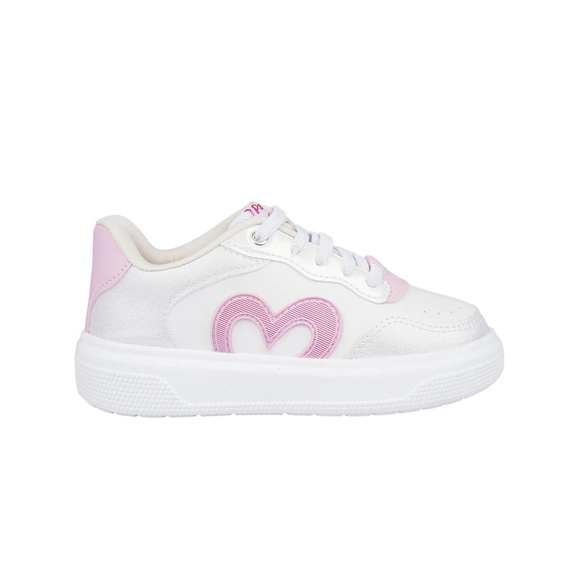 Tenis Pampili Xp24 Coracao Iconico Ref 736.101 Branco/rosa Danone 025