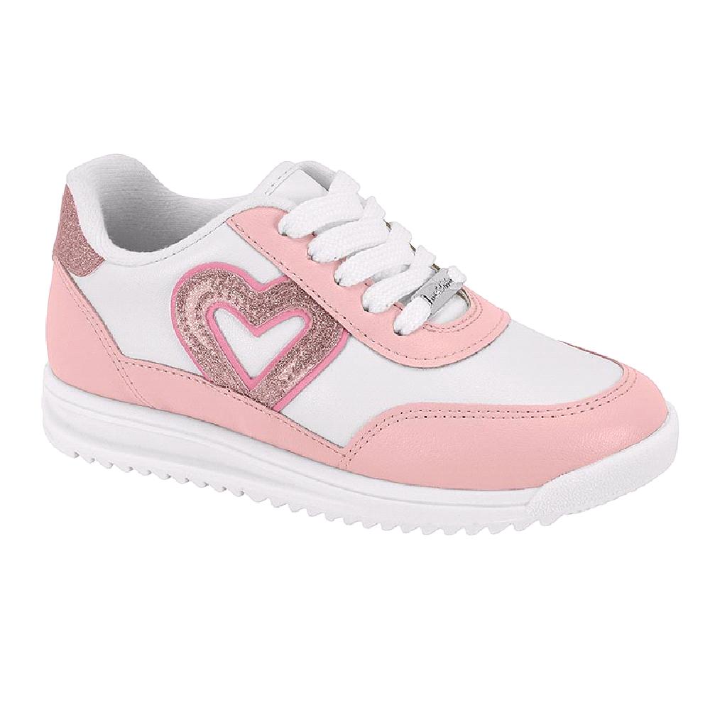 Tenis Molekinha Casual Coracao Ref 2583.107.28656 Branco/rosa/rosa Ballet 029
