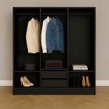 Closet Lisboa Evidencia Moveis 2 Gavetas E 2 Prateleiras - Evidencia Móveis - Black