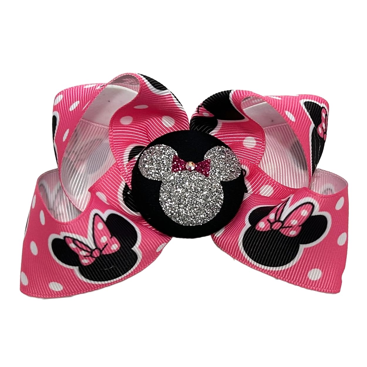 Minnie Mouse Glitter Cabelo Bow Clip, Hot Pink Disney Vacati