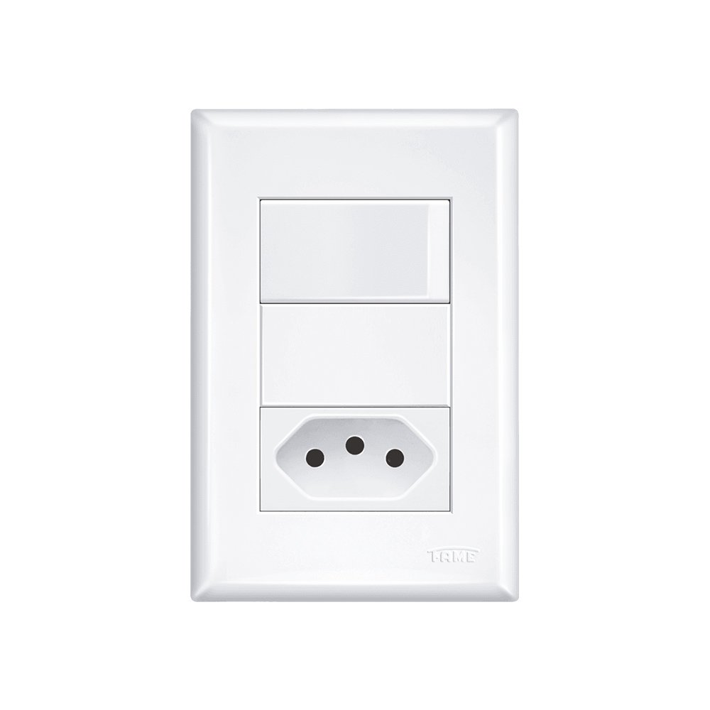 Interruptor Simples E Tomada 2p+t 10a Fame Evidence Com Placa 4x2