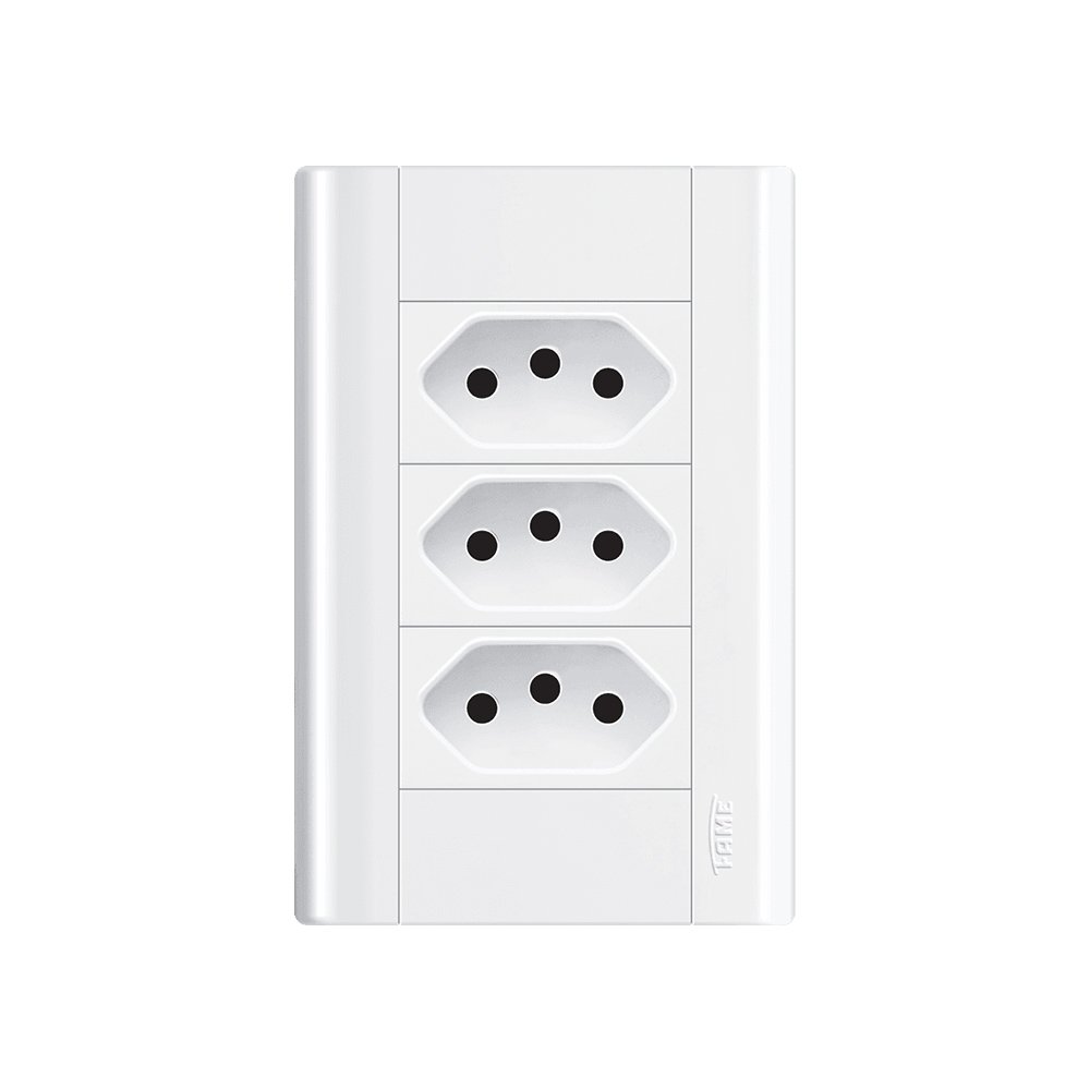 Tomada Tripla Fame Modulare 2p+t 10a Com Placa 4x2