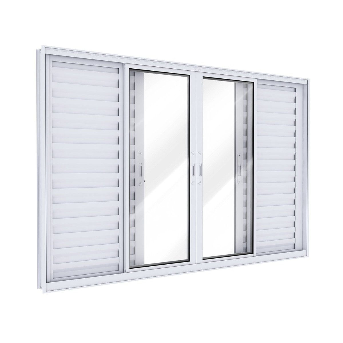 Janela Veneziana De Alumínio 4 Folhas Móveis E 2 Folhas Fixas 120x150cm Lucasa Ideale Branco