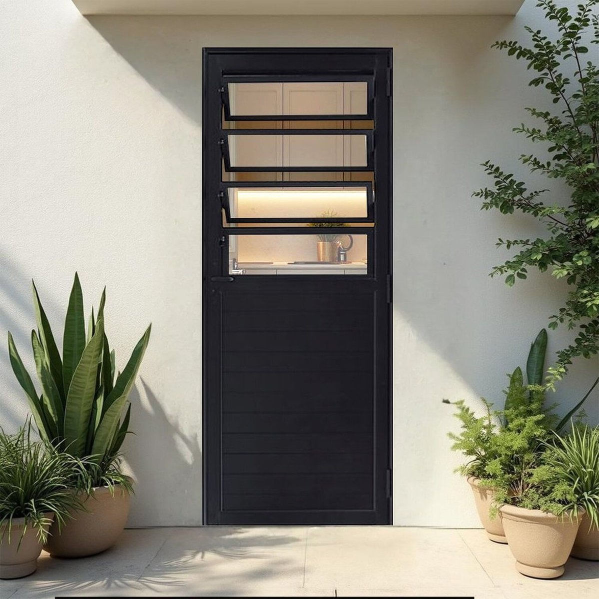 Porta De Alumínio Lambri Basculante 214x96cm Magnum Atlântica Preto