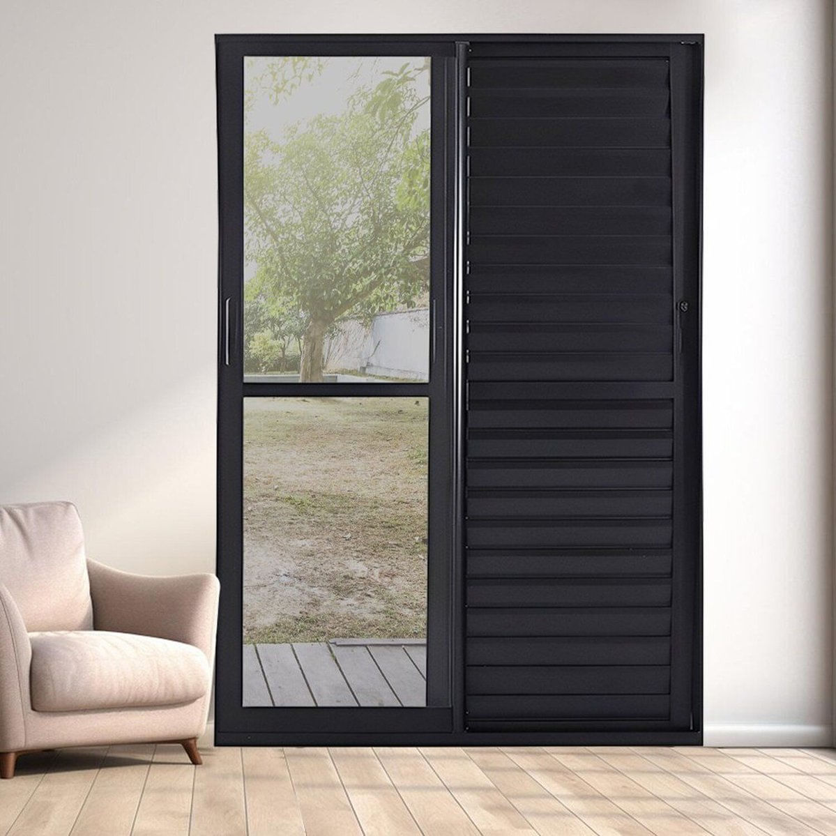 Porta De Alumínio Correr 210x200cm 3 Folhas Magnum Atlântica Branco