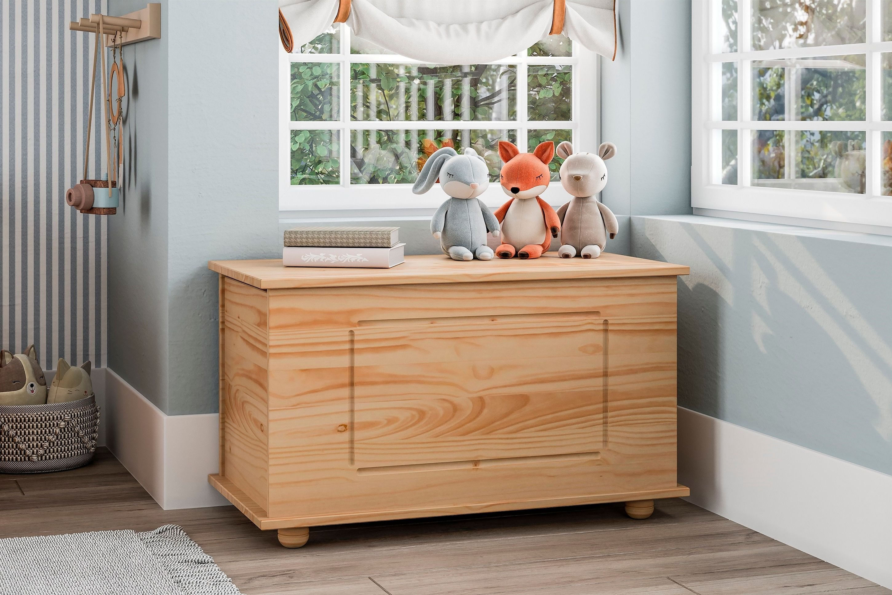 Baú Para Quarto Em Madeira Maciça Emel Natural Pine