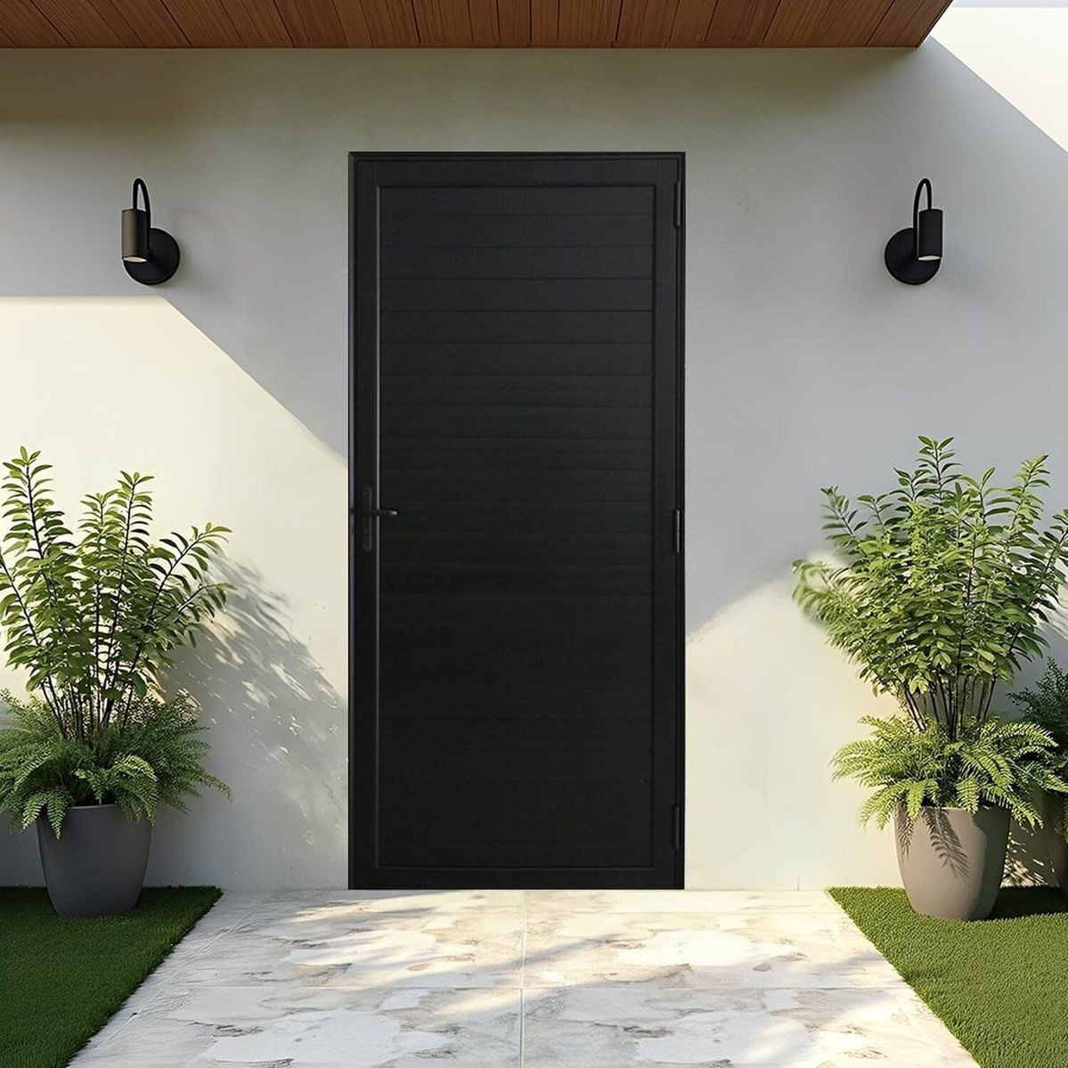 Porta De Alumínio Lambri 214x96cm Magnum Atlântica Preto