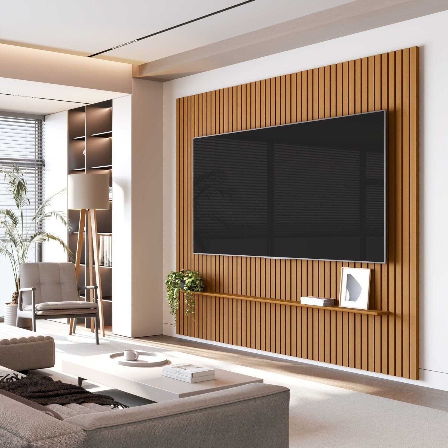 Painel Para Tv 75 Polegadas Ripado Arbo Cedro