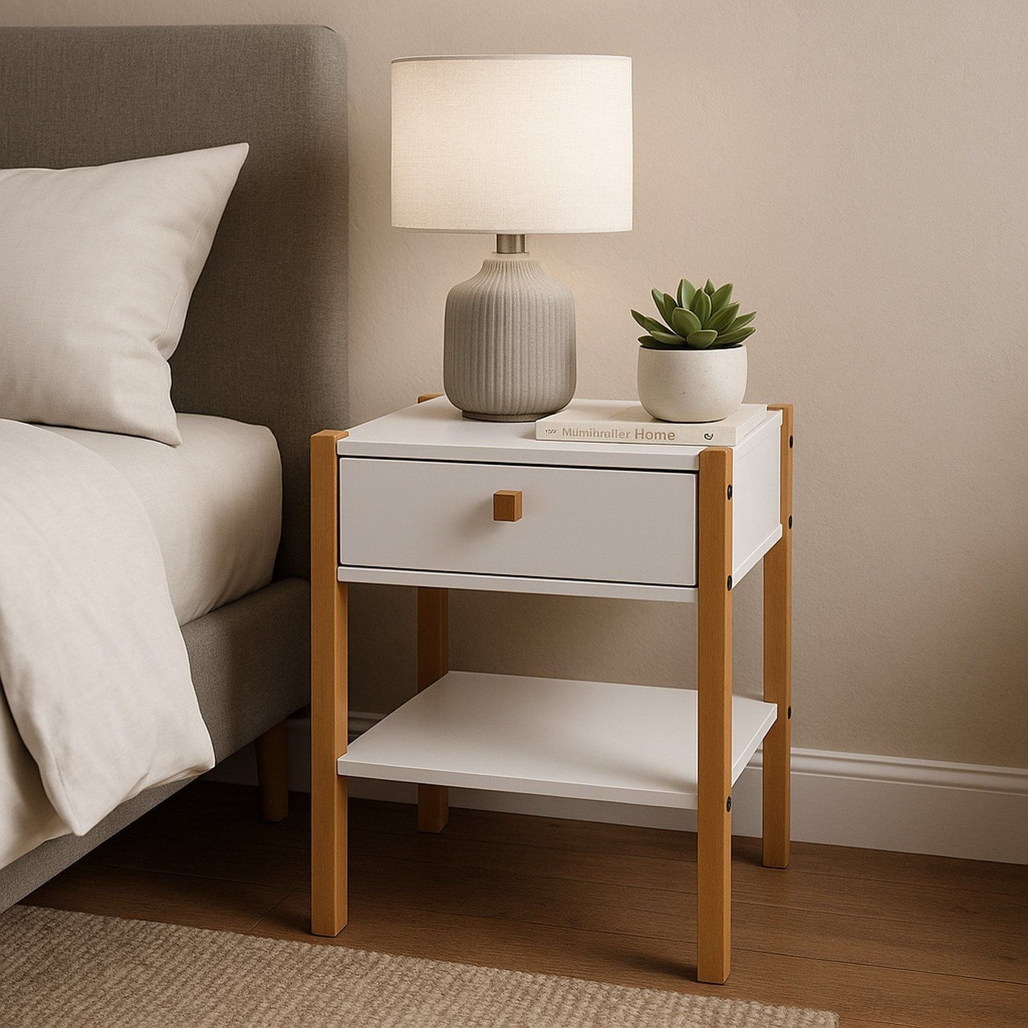 Mesa De Cabeceira 1 Gaveta Madeira Maciça Flórida Branco