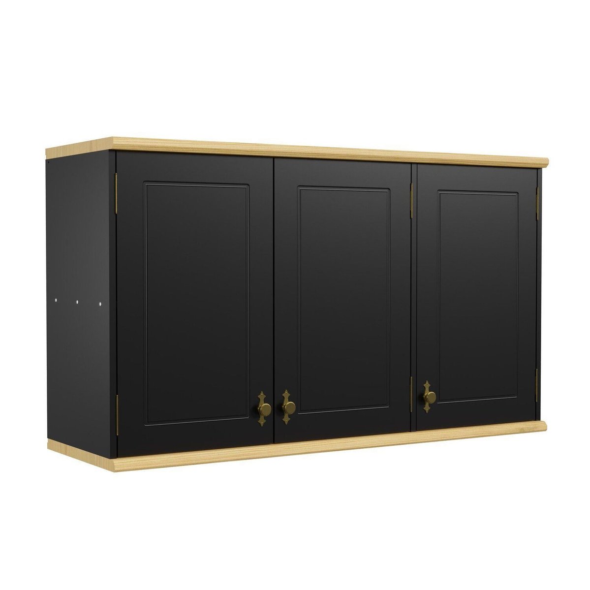 Aéreo 3 Portas Com Tampo De Madeira Macica Joy Preto