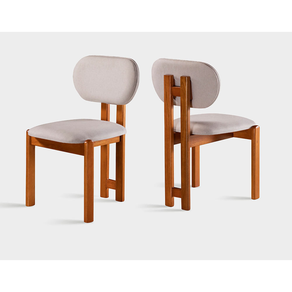 Kit 2 Cadeiras Organicas Turim Madeira Maciça Tauari E Linho Móveis Mundial