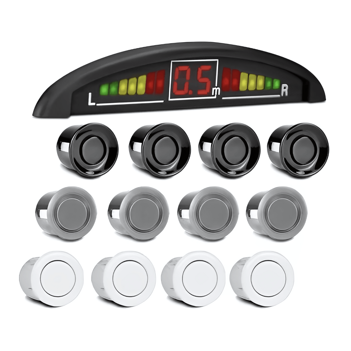 Sensor De Estacionamento 4 Pontos H-tech Preto, Prata, Brco