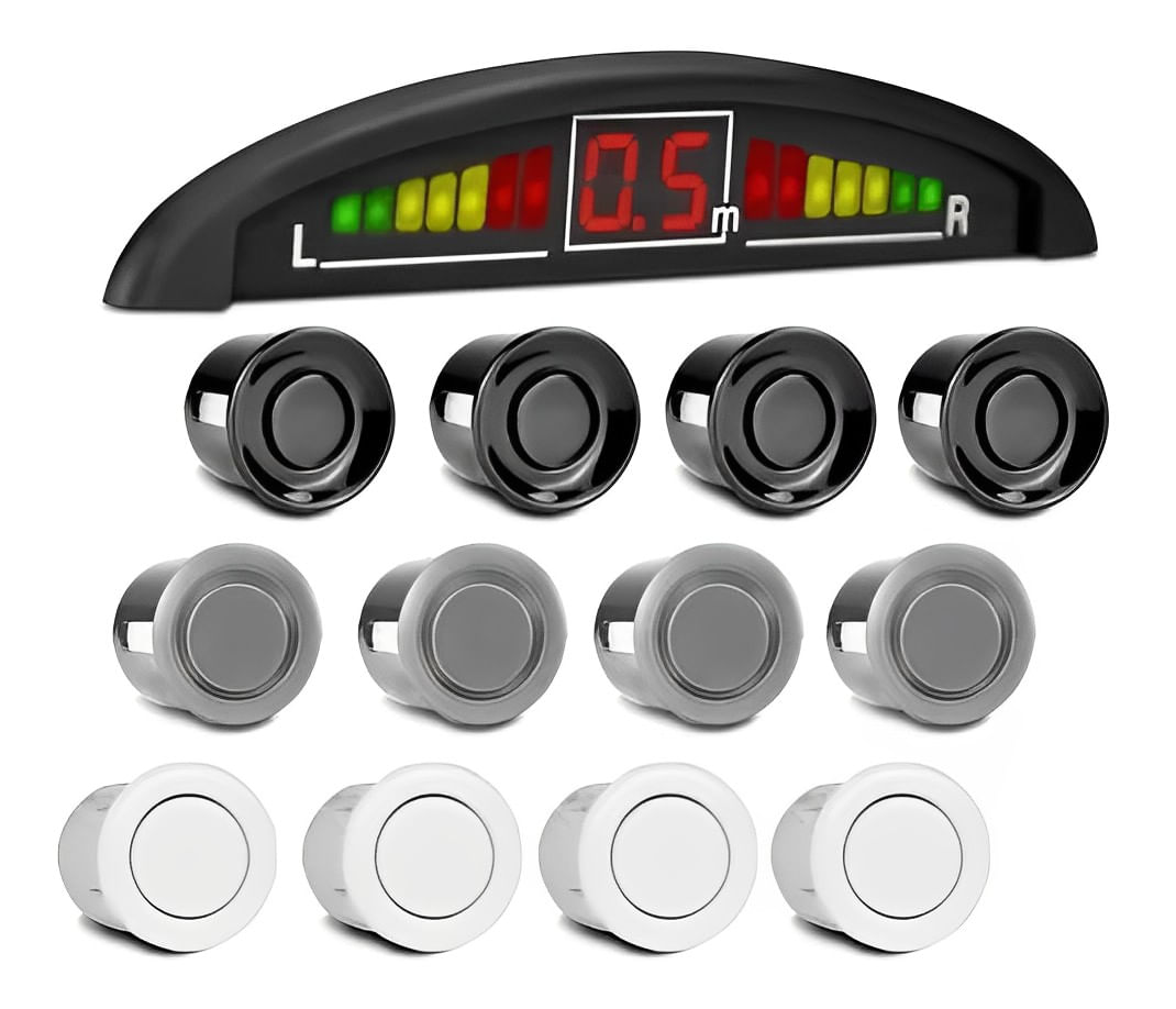 Sensor De Estacionamento 4 Pontos H-tech Preto, Prata, Brco