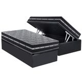 Cama Box Baú Solteiro: Colchão Molas Masterpocket Ensacadas D Angelis Anjos Black Grafite + Base Crc Suede Gray (88x188)
