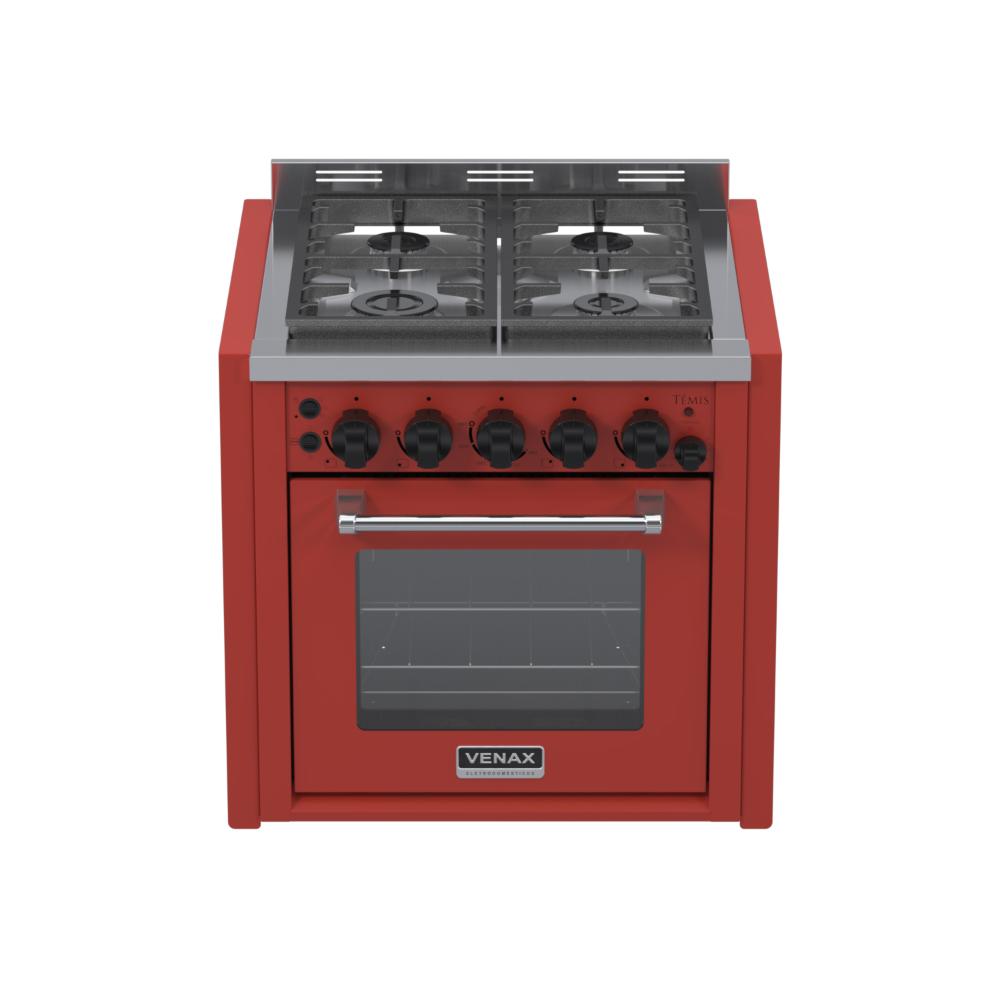Fogão 4 Bocas de Embutir Venax Temis Vermelho - 110v - 34298