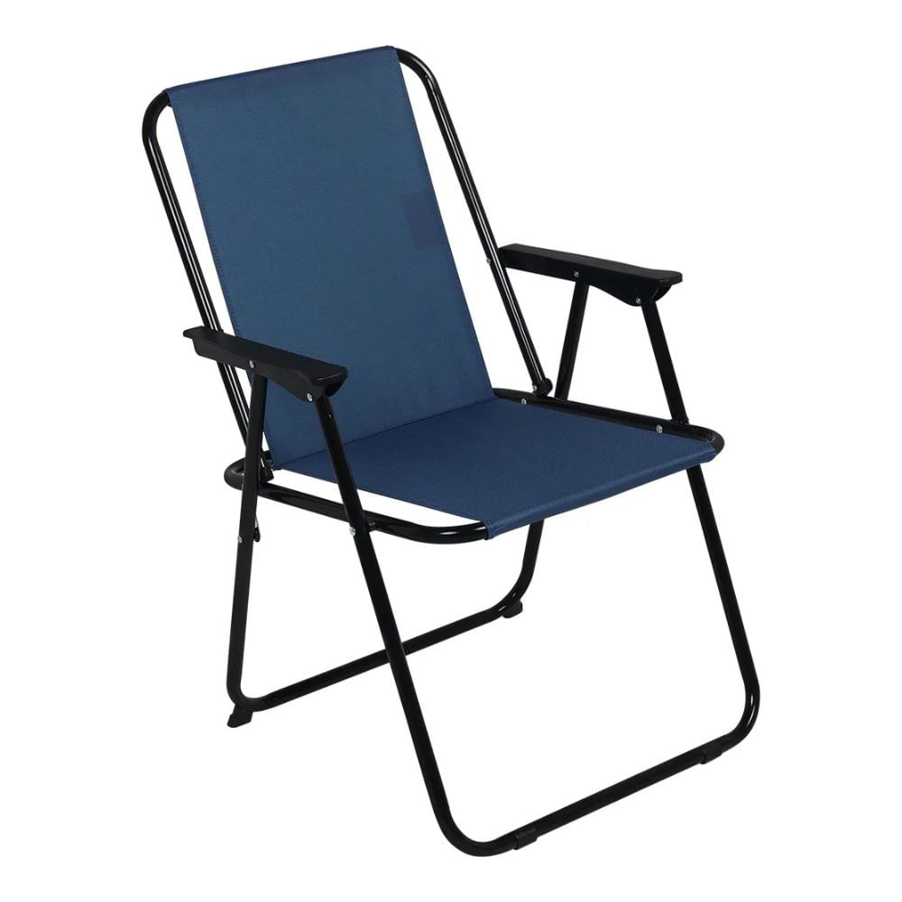 Cadeira De Praia Alta Dobravel De Ferro Spring Bel Azul Marinho