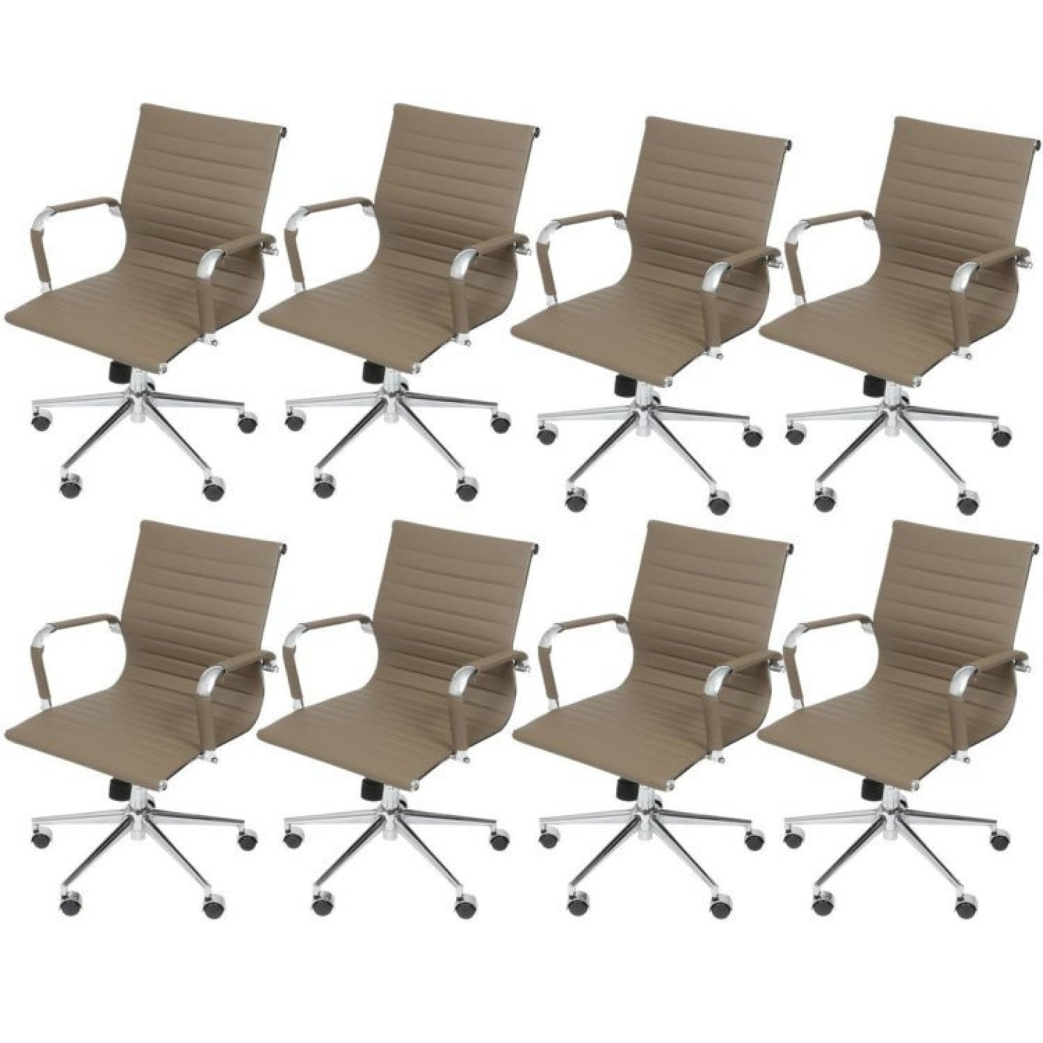 Kit 8 Cadeiras Para Escritório Diretor Esteirinha Com Relax Corino 3301 Fendi Fendi