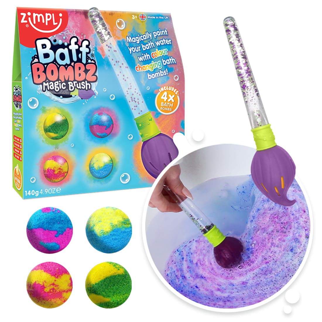 Brinquedo De Banho Zimpli Kids Baff Bombz Magic Brush Com 4 Bombas De Banho