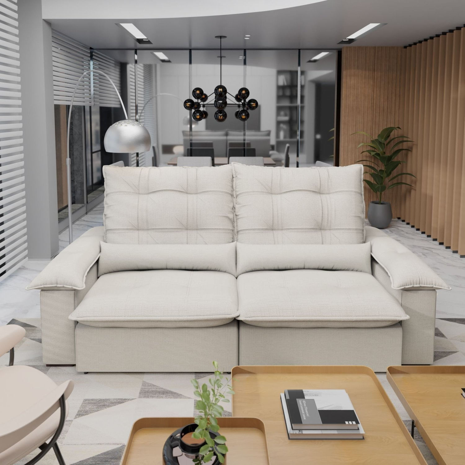 Sofá Retrátil E Reclinável 270 Cm Porto Belo Natural