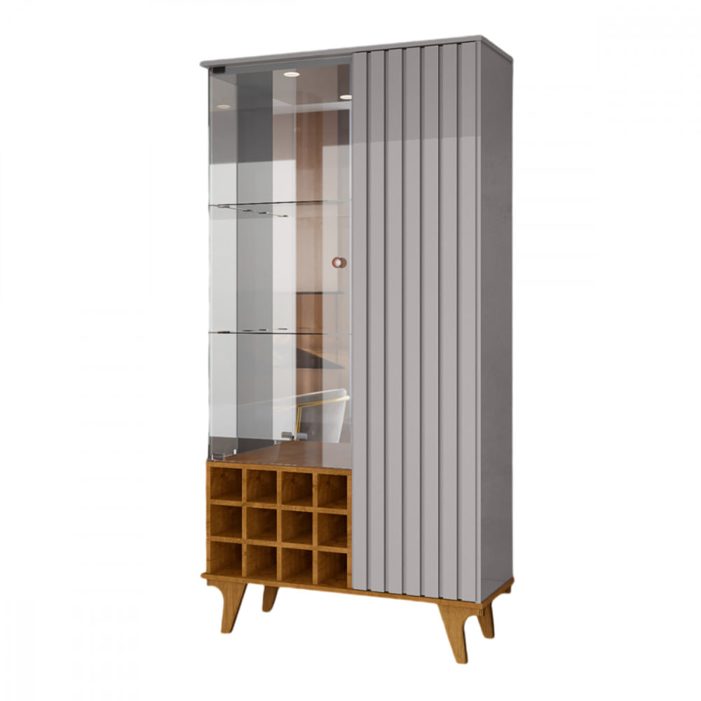 Cristaleira De 2 Portas Elba Off White Com Naturalle Bechara