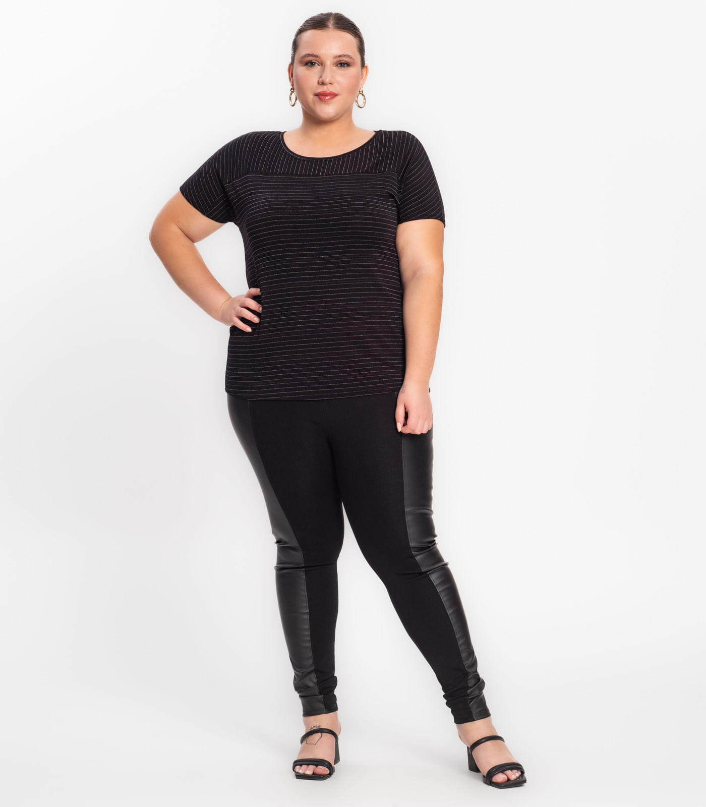 Calça Legging Secret Glam Preto Plus G3