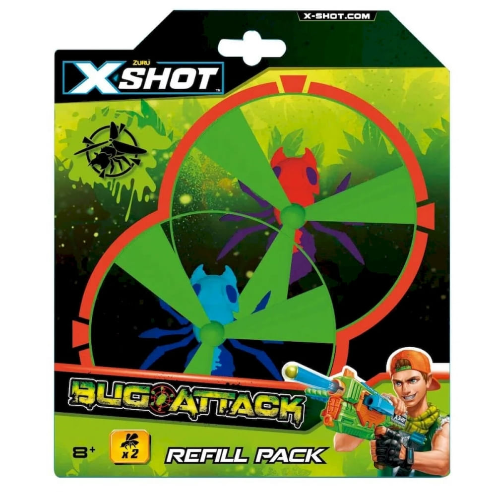 Lancador X-shot Bug Attack Swarm Seeker Refill Pack Com 2 Bugs Candide
