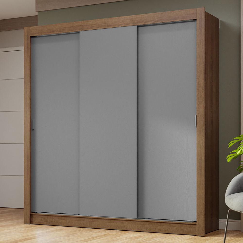 Guarda-roupa Casal 3 Portas De Correr Rustic/cinza Nobre Madesa